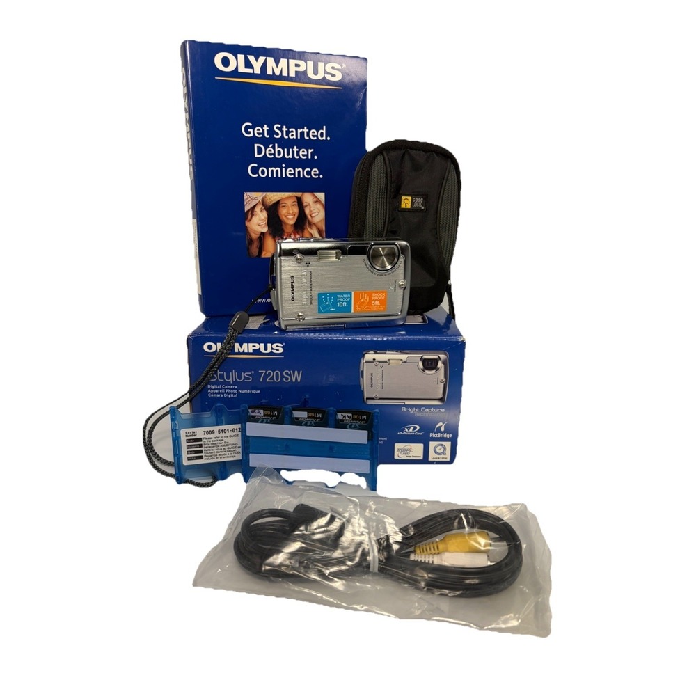 Olympus Digital Camera Stylus 720 SW Silver 7.1MP Waterproof/ Battery/SD/Case
